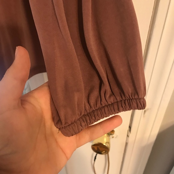 Rose Taupe long sleeve, open shoulder, flowy shirt - Picture 5 of 8